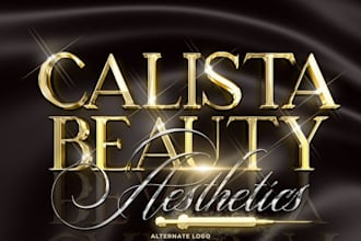 do black and gold cosmetic logo for lip filler, beauty clinic branding