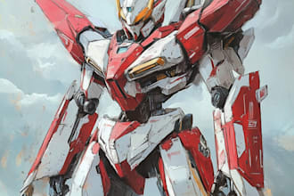 draw illustration and concept mecha, gundam, and robot