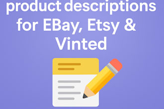write product descriptions for ebay, etsy and vinted