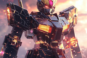 make gundam, transformer, robot, armor, mecha art style