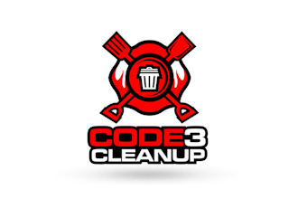 design super firefighter themed cleanup business logo