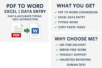 convert PDF to word or excel and do data entry work