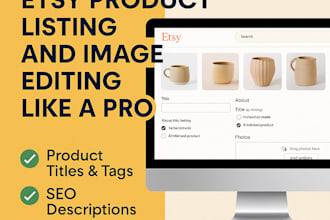 do professional etsy product listing product design and image editing