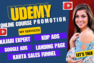 boost online udemy course promotion, karta sales funnel or kajabi landing page