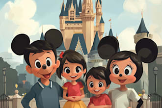 design a professional disney family portrait
