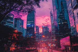 design an cyberpunk city style art for any project