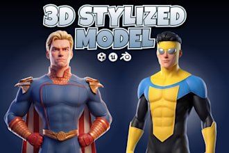 design stylized 3d character modeling rig for game, animation and film in blend