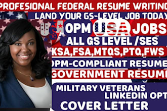 write a professional federal resume for USA jobs executive resume cover letter