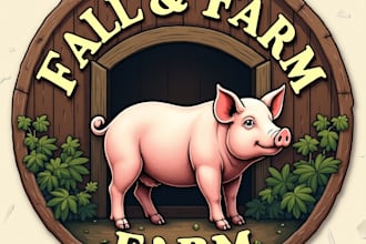 design high quality vintage pig farm logo with express delivery