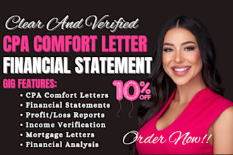 write US CPA comfort letter, mortgage letter, self employment letter, accounting