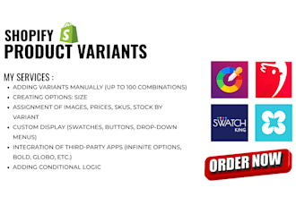 setup shopify product variants globo color swatch king PC avis optis glo color