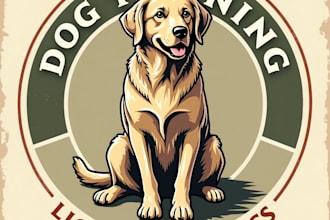 design high quality vintage dog training logo with fastest delivery