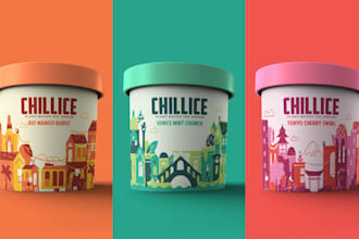 design ice cream cups packaging and label designs and mockup