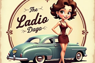 design high quality mascot lady classic car print logo with express delivery