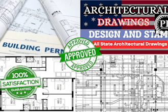architecture drawing, pe stamp, mep stamp, for all state in USA for permit