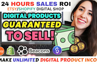 24hours sales shopify digital product, digital products, etsy seo, stan store