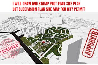 draw and stamp plot plan site plan lot subdivision plan site map for city permit
