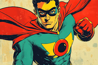 draw in comic style and retro colors