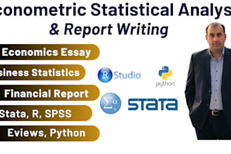 do economics, econometrics, statistics data analysis in stata, r, spss, eviews