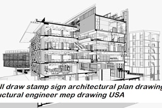 draw stamp sign architectural plan drawing structural engineer mep drawing USA