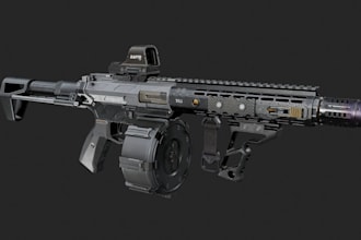 create 3d realistic weapon models with realistic texture, 3d gun and sword model