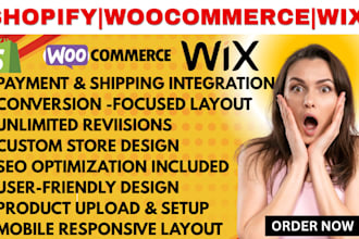 design a professional shopify woocommerce wix store SEO mobile responsive