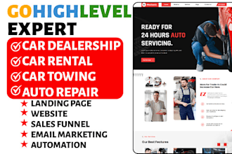 setup car dealership gohighlevel car towing landing ghl car rental sales funnel