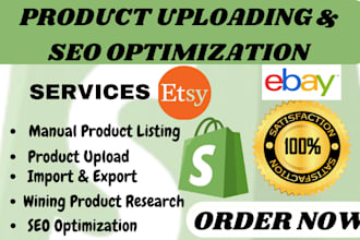 do shopify etsy ebay products upload listings SEO description writing mockup tag