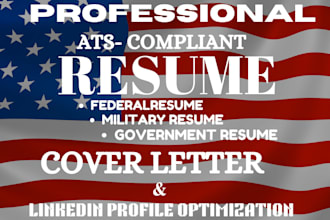 craft you a professional federal resume, government resume and linkedin