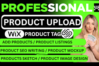 upload shopify products listing tags SEO writing add product sketch image design