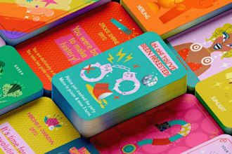 draw card game, board game, flash cards, card box mockup, rule book design
