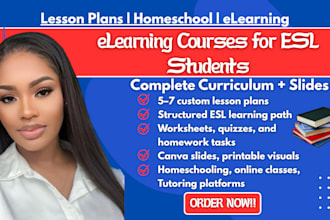 create esl elearning courses, homeschooling curriculum, and lesson plans