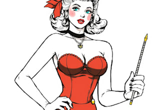 draw a pin up girl and pin up girl illustration