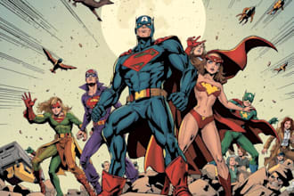 illustrate comic book covers, pages, pinups, superheroes