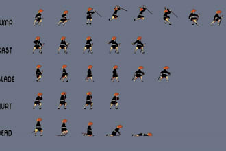 create 2d sprite sheet animation 2d game asset 2d animation for your game