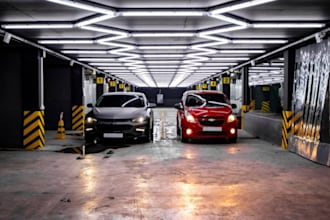 design stunning 3d carwash, car care, automobile showroom and bike room