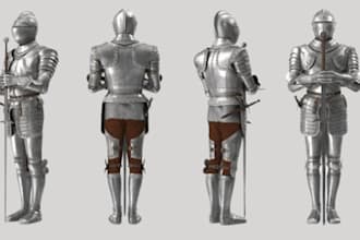 do 3d medieval armor, 3d helmet, 3d mask, 3d torso, 3d cosplay, knight armor