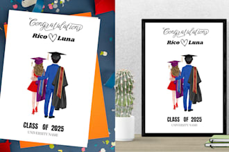 design a personalized printable graduation card for couples