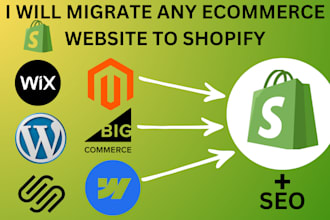 migrate wix, squarespace, wordpress, magento, bigcommerce store to shopify store