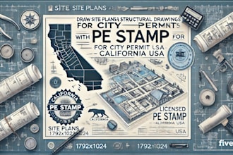 draw site plans, structural drawings for city permit pe stamp for california USA