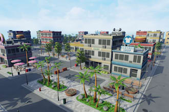 design realistic map, 3d environment, asset, model, in roblox studio or blender