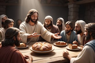 draw 3d bible illustration, children story book illustration, christian book