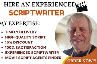 do movie script, screenwriting, screenplay, feature script writing, scriptwriter