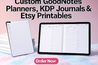 create custom digital planners and journals for goodnotes, amazon KDP, etsy