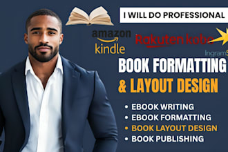 do high quality book formatting, layout design, and book publishing for KDP