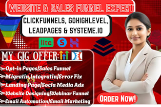 design a sales funnel landing page and click funnels gohighlevel to system io