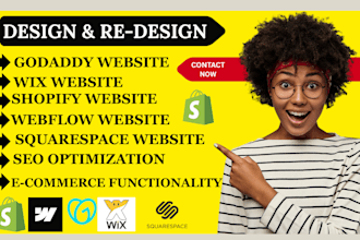 build godaddy website shopify wix redesign squarespace figma to webflow website