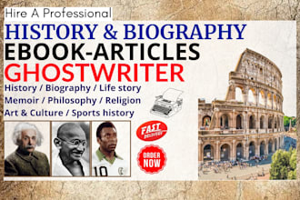 write history, biography, memoir, sports history, ebook, articles, ghostwriter
