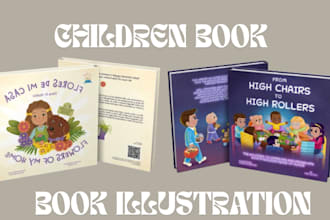 draw children story book, picture book cover art, kids comic book illustration