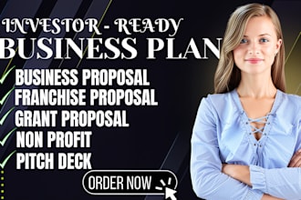 do investor ready business plan, business proposal, franchise plan, pitch deck